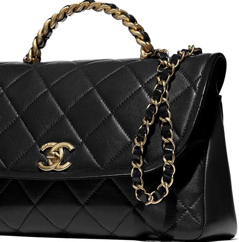 chanel flap bag lambskin & gold metal black|Chanel lambskin shoulder bag.